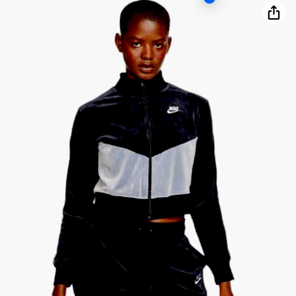 Nike Womens Fitness Velour Track Jacket Black NWT